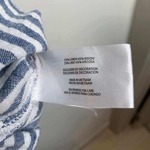 ORVIS Linen Top XXL Short Sleeve Stripe Button Up Coastal Beach Preppy Nautical - Picture 8 of 11